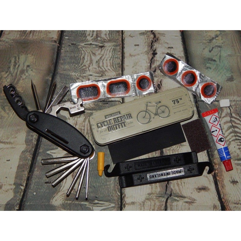 London Craftwork Leather Roll Bag + Bicycle Repair Kit (Multitool,