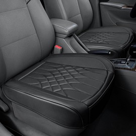 2-Pack Leather Front Car Seat Covers - Bottom Car Seat Covers Fully Wrapped, Non-Slip and Waterproof, Fits Most Vehicles Black