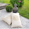 Swiss pine cushion embroidered with the flower of life size