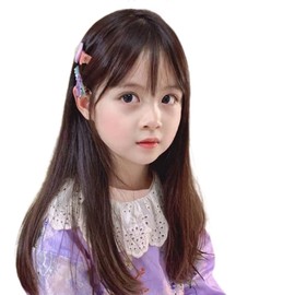 KIDS Wig, For Kids, Wig, Semi-Long, Straight Bangs, For Girls, Children, All-Full Wig, Fluffy, Cute, Girl Wig, Lightweight, Costume, For Recitals, Birthday Parties, Hair Exchange, Costume (With Net) (M, Dark Brown)
