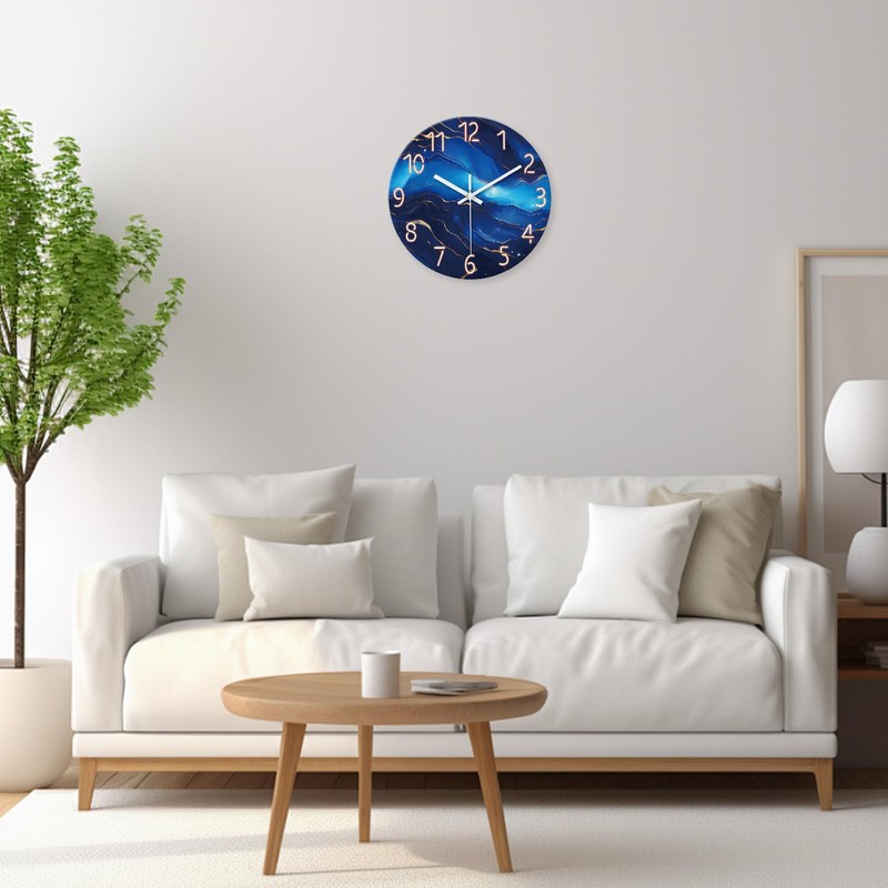 Glass Wall Clocks Battery Operated 14 Inch Modern Abstract Wall