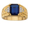 PalmBeach Men's Yellow Gold-plated Emerald Cut Created Blue Sapphire and
