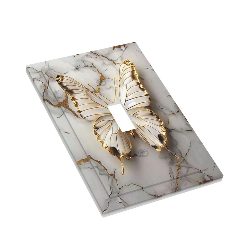 Wpshijia Light Switch Cover Plate Gold White Butterfly Luxury Abstract