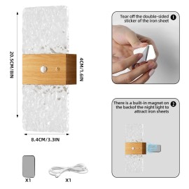 Morden Wireless Magnetic Motion Sensor Night Light Smart Home USB Rechargeable Wall Lamp Stair Bedroom Bedside LED Wall LightBody color: Wood, Lamp Power(W): 2, Lamp Sizes: Small