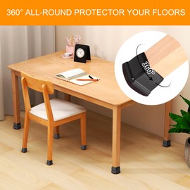16PCS Square Chair Leg Floor Protectors, Felt Furniture Pads for Hardwood Floors, Black Silicone Chair Covers, Large Floor Protectors for Furniture Legs, No Scratches and Noise(Fit:1.1"-1.45")