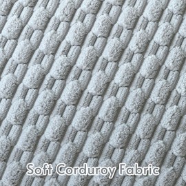 Sungeek Set of 2 Light Grey Soft Corduroy Decorative Cushion Covers Boho Striped Throw Pillow Covers for Sofa Couch Living Room Patio Farmhouse Home Decor Pillowcases 45x45cm