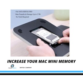 Quality Addicts USB-C Stand & Hub with Sata Hard Drive Enclosure for Mac Mini M1/M2/M2 Pro, Mac Studio | Type-C Docking Station & Stand with SATA SSD/HDD Slot, SD/TF Card Readers, USB 3.0 & 2.0 Ports