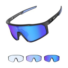 LECAGE Photochromic Sports Sunglasses, Cycling Goggles, Lightweight, Discoloring, Cycling Glass, UV Protection, Boys Baseball Sunglasses, Unisex, Ideal for Fishing, Baseball, Running, Golf (LQ1109-C02