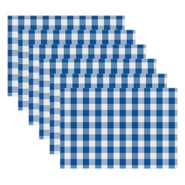 Urban Villa, Tapetes individuales 100% algodón fundido, 14 x 20 pulgadas, juego de 6, azul/blanco, cuadros a cuadros de búfalo, uso diario, calidad más pesada