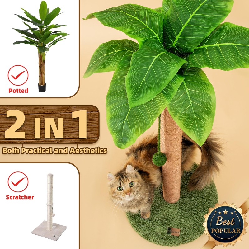 Meowoou Cat Scratching Post 33 Inch Tall Cat Scratcher for