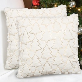 LAMEK Pack of 2 Christmas Tree Cushion Covers 45 x 45 cm Christmas Tree Cushion Cover Christmas Cushion without Saying Christmas Tree Decorative Sofa Cushion Christmas Decoration for Bedroom Living