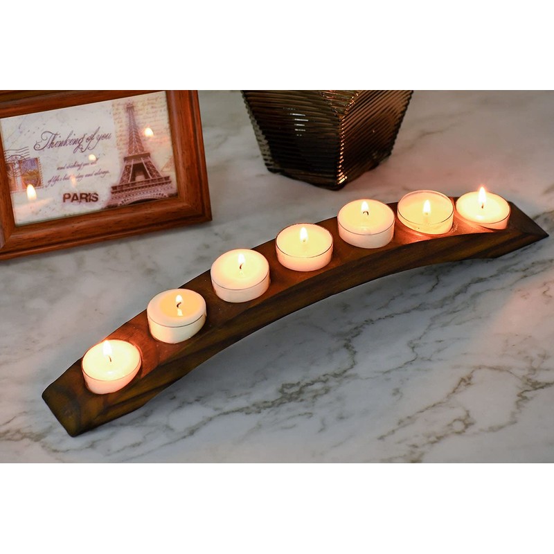 Wood Bridge Candle Stand, Tea Light Arch Holder, 7 in