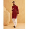 Sojanya (Since 1958 Men'S Cotton Embroidered Sequinned Maroon Long Kurta