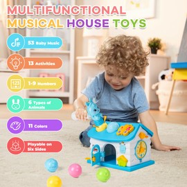 Toys for 1 2 3 Year Old Girl Boy – Montessori Musical Toddler Toy with Hammer Game, Shape Sorter, Gears, Clock – Early Learning Gift for 12-36 Months, Birthday