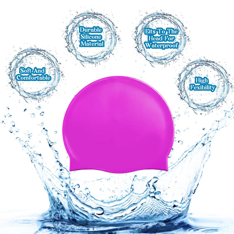 Syhood 6 Sets Swim Cap with Ear Plug & Nose