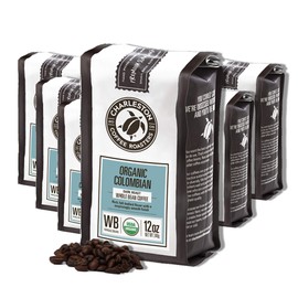 Charleston Coffee Roasters | Specialty Organic Whole Bean Bag | Hand Picked, Premium Slow Roast | Colombian Dark (12oz, 6 pack)