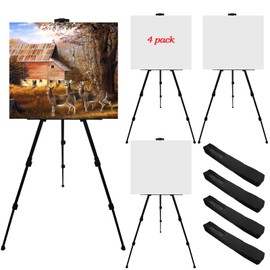 Ns Jymb 66-Inch Metal Easel Stand for Painting Canvases - Adjustable Art Easel for Adults, Tabletop & Outdoor Use - Lightweight Portable Easel for Display & Drawing - Sturdy Easel Stand.(4pack)