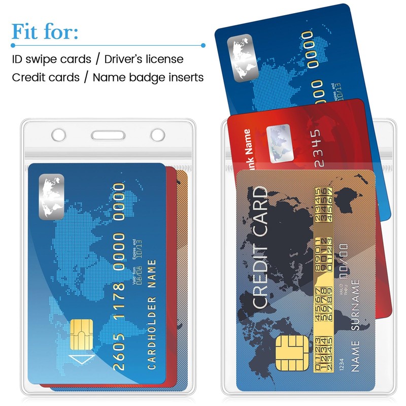 100 Sets ID Card Holder with Lanyard Bulk Vertical Name