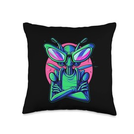 Mantis with Sunglasses Throw Pillow