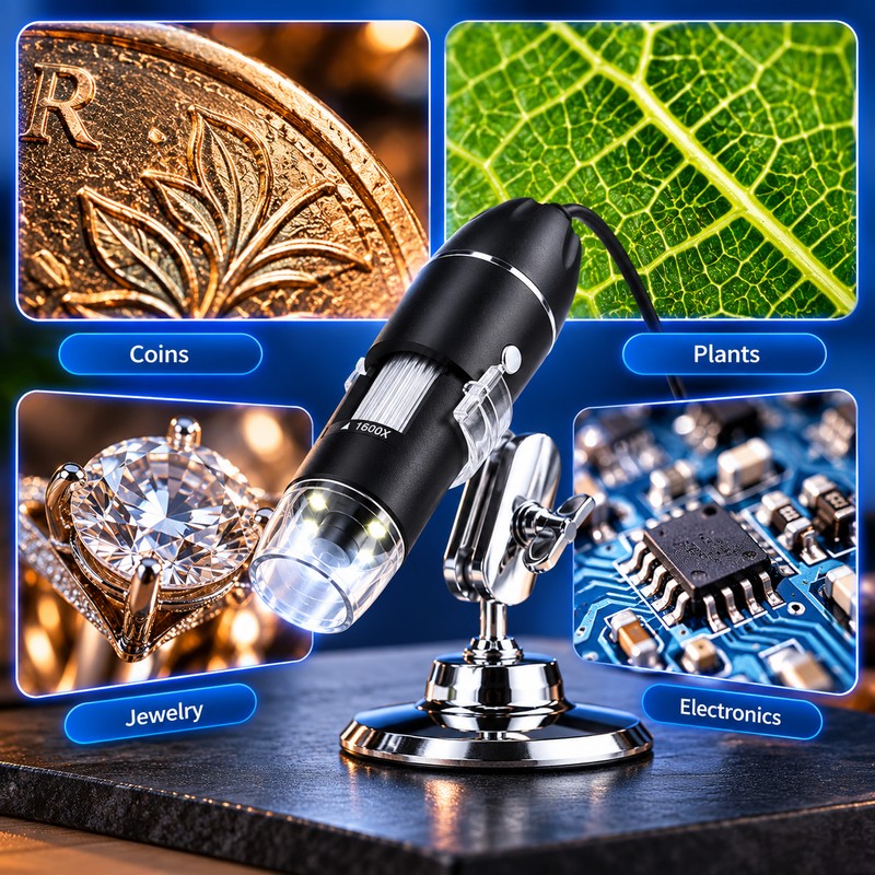 USB Digital Microscope for Close-Up Inspection – 50X–1600X Magnification with