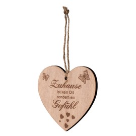levandeo Wooden Heart 9 x 10 cm Birch Wood Heart Sayings Home Family Love Decoration Wooden Pendant Love Gift Decorative Heart Wooden Decoration Wall Decoration