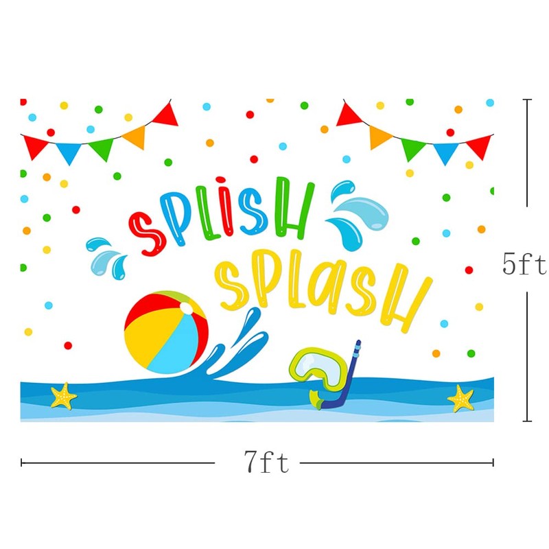 MEHOFOND 7x5ft Beach Ball Birthday Backdrop Summer Pool Party Splish