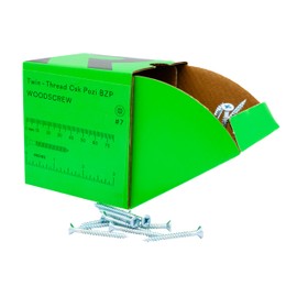 RIKA TWSR015 7 x 1 1/2in Twin-Thread CSK BZP Woodscrew 200pk Pozi Drive Versatile Timber Wood Screws For Use With Chipboard MDF Softwood Hardwood Masonry With Plug