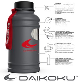 Daikoku Edelstahl Wasserflasche - 1.3l BPA frei - Nützlich für Fitnessstudio und alle Arten von Sport Praxis - Doppelwandige Thermos 12 bis 24 Stunden - Grau