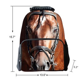 Ibeauti Unisex School Backpack, Large Capacity 3D Vivid Animal Face Print Horse Backpack Back to School Bag Backpack (Brown Horse)