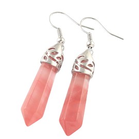 Rose Quartz Dangle Earrings for Women Rose Quartz Crystal Drop Earrings Silver Pink Quartz Earrings Stone of Love and Beauty Anniversary Gifts