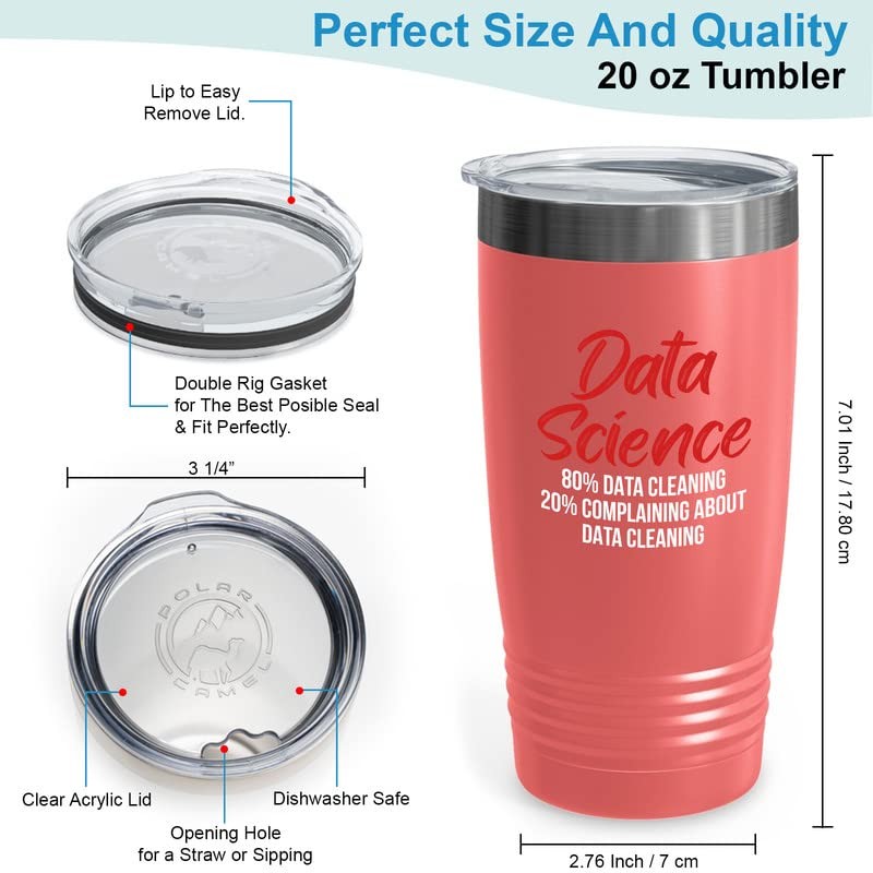 Data Scientist Coral Viking Tumbler 20oz - Data Science 80%