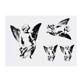 4 x 'Angel Statue' Temporary Tattoos - Water Resistant, Skin-Safe, Non-Toxic Transfers, Mixed Sizes (TO00084634)