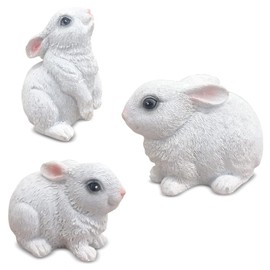 Irayin 3 Easter Rabbits Ornaments, Rabbits Statue Figurine, Rabbits Symbolises the Birth of New Life, Easter Bunny Figurines, Rabbits Decoration for Living Room, Office, Bookshelf, Bedroom