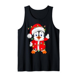 Penguin Christmas Lights Santa Costume Cute Animal Xmas Tank Top