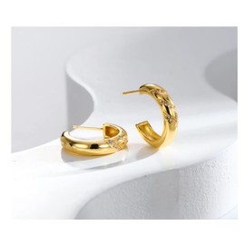 Liaya Dangle Hoop Earrings for Women Teen Girls, Spike Star Moon Pearl Sun Flower Heart Cross Chain Gold Huggie Tiny Drop Dangling Earrings, 925 Sterling Silver Hypoallergenic Fashion Jewelry Gift (C ear-gold)