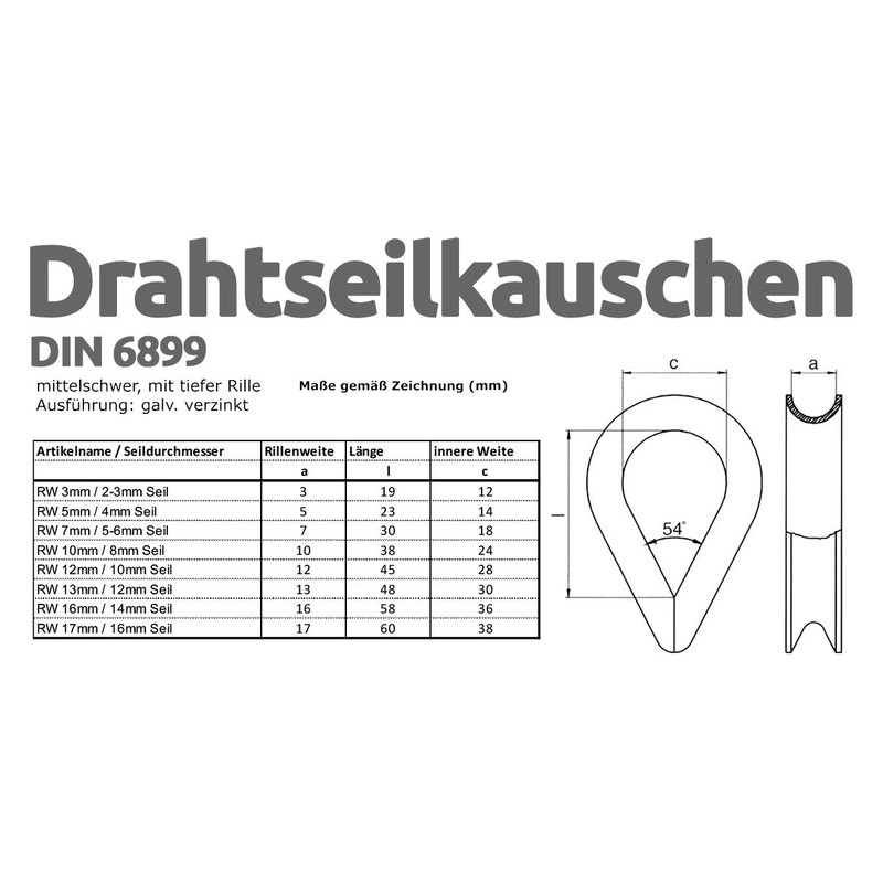 Drahtseile24 Wire Rope Set with 8 x Wire Rope Clips
