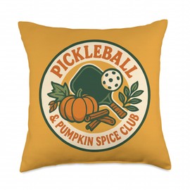 Pickleball and Pumpkin Spice Autumn Club Throw Pillow