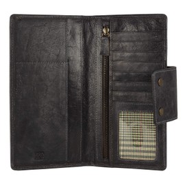 Genuine Leather RFID Blocking Long Wallet – Vintage Bifold for Men by Mou Meraki (CHARCOAL)
