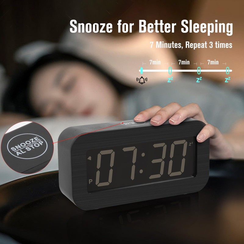 Timegyro Digital Alarm Clock Battery Operated - LCD/LED Display Switchable,