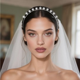 Ellives Retro-Style Festival Headpiece - Star Pearl Hairband Elegant Wedding and Party Hair Accessories Silver