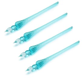 4Pcs Blue Peacock Blue Glass Dip Pen Vintage Glass Dip Dipping Pen Filling Ink Signature Calligraphy Fountain Pens Art Painting Writing Supplies, Drawing Media