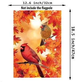 Male Female Northern Design For Cardinals Fall Garden Flag Leaves Bird Burlap Vertical Double Sided 12.5 x 18 Inch Outdoor Decorations Autumn Yard Decor