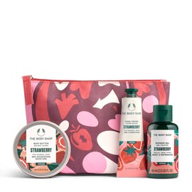 The Body Shop Strawberry Little Christmas Gift Set (Shower Gel 60 ml + Body Butter 50 ml + Hand Cream 30 ml), Fruity Festive Trio with Juicy Strawberry Extract, Refreshing & Nourishing