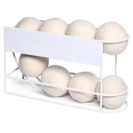 Weculop Dryer Ball Holder with Magnetic Back for Laundry Room Organization and Storage, Automatic Dryer Ball Roller Chute Container, White (No Balls)