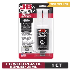 J-B Weld Plastic Bonder Body Panel Adhesive and Gap Filler Syringe, Black, 25 ml