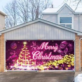 Crenics 16 x 7 Ft Christmas Garage Door Decorations, Creative Christmas Garage Door Cover, Large Christmas Garage Door Banner, Indoor Outdoor Christmas Decorations