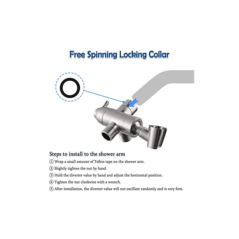 Shower Arm Diverter with Handshower Mount, G1/2 Brass Shower Diverter
