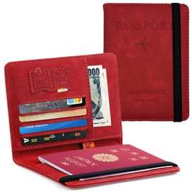 Hueapion Passport Holder with Skimming Protection, Multiple Storage Pockets, Card Holder, Label Wallet, High-Quality PU Leather, Lightweight, Compact, Stylish, Ideal for Overseas Travel, Includes