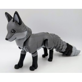 3D Printed Fox - Made to Order Articulated Multicolor Fidget Figure, Medium (Silver)