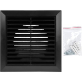 HVAC OV 4 Inch Fit - Black Plastic Vent Cover - Exhaust Dryer Vent Cover - Built-in Protection Screen and Screws Included - Outside Dimensions: 6.7 x 6.7 Inches